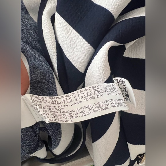 Zara Navy White Striped Blouse - Picture 2 of 12